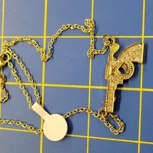 Gold Tone Pistol Gun 20" Necklace